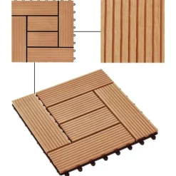 Trall 11 st WPC 30x30 cm 1 kvm teakfärg - Trall - Balkongtrall - Home & Living