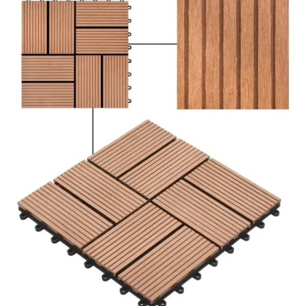 vidaXL Trall 22 st 30x30 cm 2 kvm WPC brun