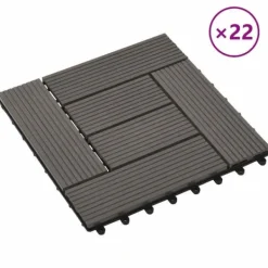 Clearance Trall 22 st 30x30 cm 2 kvm WPC mörkbrun Trädgårdsprydnader