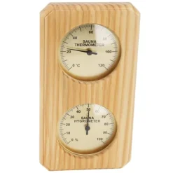 Träbastuhygrotermograf Guldplatta 0 till 120 Celsius 0 till 100 Fuktighetsbastutermometer för inomhusfamilj