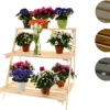 Outlet Träblomsterlåda 65x65x46 cm - RP/ 3-nivå/ Naturlig Växtställ