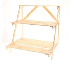 Outlet Träblomsterlåda 65x65x46 cm - RP/ 3-nivå/ Naturlig Växtställ