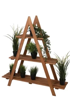 Träblomsterlåda 107x101x26 cm - RP/ 3-nivå/ Brun Växtställ