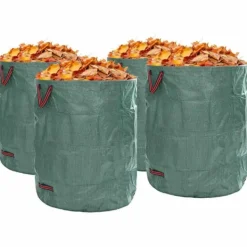 Discount Trädgårdsavfallskassar med handtag - Fällbara runda 4 st | Färg: Grön | Storlek: 500 L Trädgårdskorgar