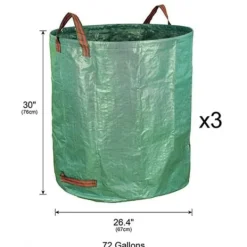 Online Trädgårdsavfallspåse - 272L - Solid PE - 3 stycken - Grön Trädgårdskorgar