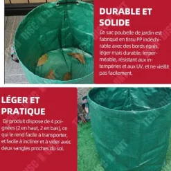 Online Trädgårdsavfallspåse - TD - 80cm x 100cm - Fällbar - Hållbar - 500L Trädgårdskorgar
