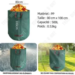 Online Trädgårdsavfallspåse - TD - 80cm x 100cm - Fällbar - Hållbar - 500L Trädgårdskorgar