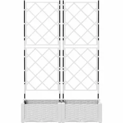 Trädgårdsbehållare med spaljé - 2 st | Färg: Vit | Storlek: 80x40x125.5 cm
