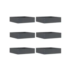 vidaXL Trädgårdsbeklädnad i stål - - Antracit - 50x50x13 cm - Set om 6 stycken - Hållbar - Lätt installation