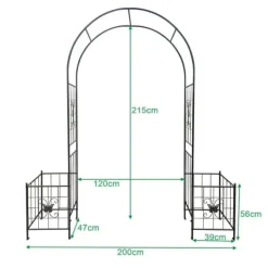 Best Trädgårdsbåge i metall för klätterväxter, hållbar svart båge för rosor och vinrankor, perfekt för bröllop, fest & trädgård 7,15 ft Valvbågar, Spaljéer, Bersåer & Pergolor