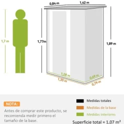 Sale Trädgårdsbod - Redskapsförråd - 236×174×190 cm - Metall - Vattentät - 2 Skjutdörrar - Sluttande Tak - 4 Fönster - Grå Skjul, Garage & Carports