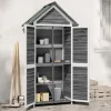 Hot Trädgårdsbod i massiv furu - Förvaringslösning för trädgårdsredskap | Färg: Grå | Storlek: 89x52,5x175 cm Skjul, Garage & Carports