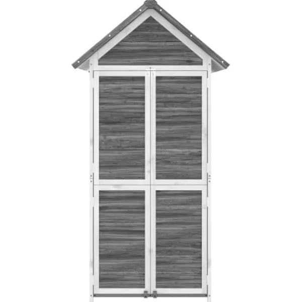 Hot Trädgårdsbod i massiv furu - Förvaringslösning för trädgårdsredskap | Färg: Grå | Storlek: 89x52,5x175 cm Skjul, Garage & Carports