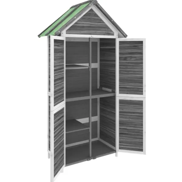 Hot Trädgårdsbod i massiv furu - Förvaringslösning för trädgårdsredskap | Färg: Grå | Storlek: 89x52,5x175 cm Skjul, Garage & Carports