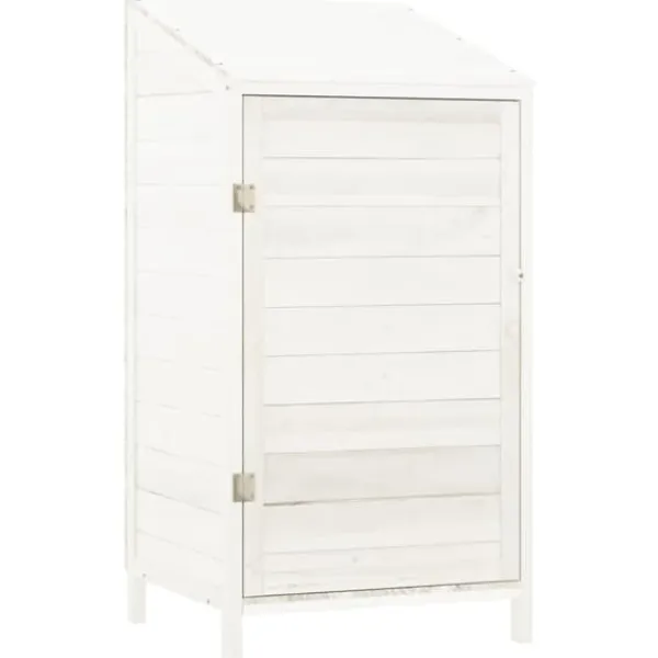 Outlet Trädgårdsbod i massivt granträ för förvaring | Färg: Vit | Storlek: 55x52x112 cm Skjul, Garage & Carports