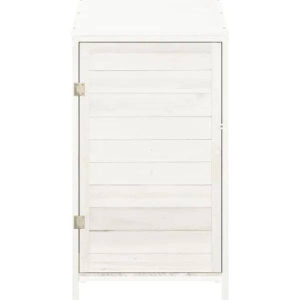 Outlet Trädgårdsbod i massivt granträ för förvaring | Färg: Vit | Storlek: 55x52x112 cm Skjul, Garage & Carports