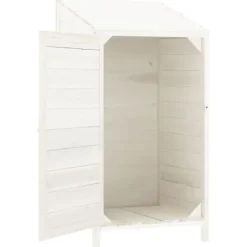 Outlet Trädgårdsbod i massivt granträ för förvaring | Färg: Vit | Storlek: 55x52x112 cm Skjul, Garage & Carports