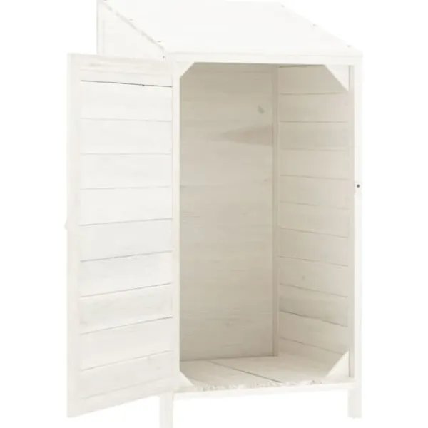 Outlet Trädgårdsbod i massivt granträ för förvaring | Färg: Vit | Storlek: 55x52x112 cm Skjul, Garage & Carports