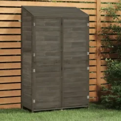 Trädgårdsbod i massivt granträ - Förvaring för redskap och tillbehör | Färg: Antracit | Storlek: 102x52x174,5 cm Skjul, Garage & Carports