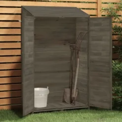Trädgårdsbod i massivt granträ - Förvaring för redskap och tillbehör | Färg: Antracit | Storlek: 102x52x174,5 cm Skjul, Garage & Carports
