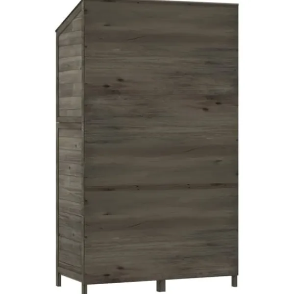 Trädgårdsbod i massivt granträ - Förvaring för redskap och tillbehör | Färg: Antracit | Storlek: 102x52x174,5 cm Skjul, Garage & Carports