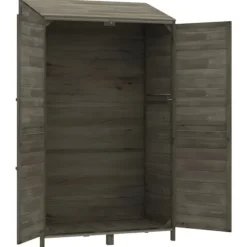 Trädgårdsbod i massivt granträ - Förvaring för redskap och tillbehör | Färg: Antracit | Storlek: 102x52x174,5 cm Skjul, Garage & Carports