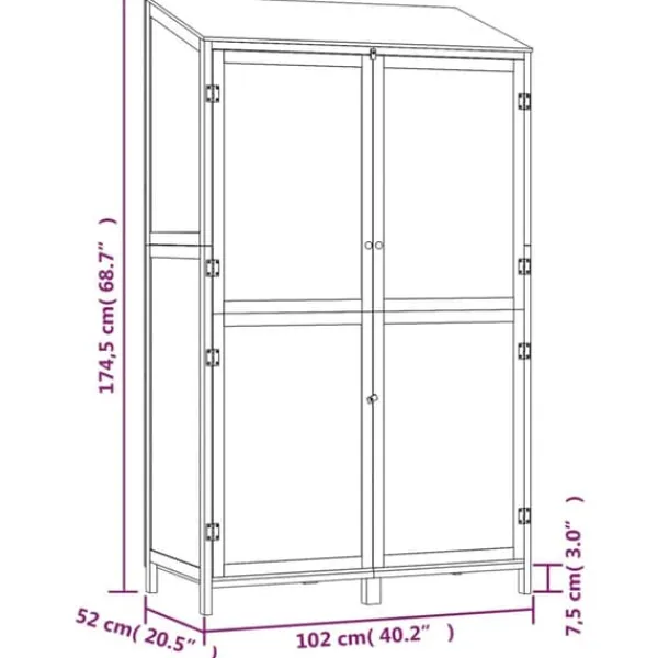 Trädgårdsbod i massivt granträ - Förvaring för redskap och tillbehör | Färg: Antracit | Storlek: 102x52x174,5 cm Skjul, Garage & Carports