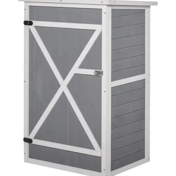 Discount Trädgårdsbod i trä 75×56×115 cm med hyllplan, svart/grå/vit Skjul, Garage & Carports