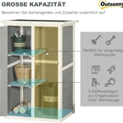 Discount Trädgårdsbod i trä 75×56×115 cm med hyllplan, svart/grå/vit Skjul, Garage & Carports