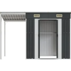 Online Trädgårdsbod med förlängt tak i stål - Förvaring för verktyg och möbler | Färg: Antracit | Storlek: 277x107x181 cm Skjul, Garage & Carports