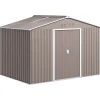 Clearance Trädgårdsbod utomhus - Metallförråd - 277 x 195 x 192 cm - Glasfibertak - Skjutdörr - Förstärkt bas (utan golv) - Grå Skjul, Garage & Carports