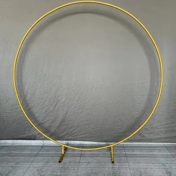 Sale Trädgårdsbröllop Metallställning, Cirkulär Bågdesign, Mångsidig Dekoration för Alla Tillfällen, 2m (78,7 tum), Guld Valvbågar, Spaljéer, Bersåer & Pergolor