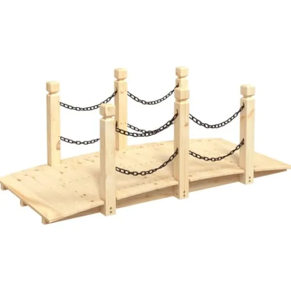 Clearance Trädgårdsbro med kedjeräcken 150x67x56cm massivt granträ - Trädgårdsbro - Trädgårdsbroar - Home & Living Trädgårdsbroar