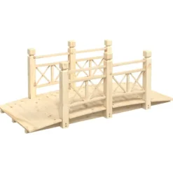 Sale Trädgårdsbro med räcken 150x67x56cm massivt granträ Trädgårdsbroar