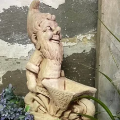 Sale Trädgårdsfigur dvärg med skottkärra handgjord av betong Trädgårdsprydnader
