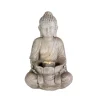Trädgårdsfontän - LUMINEO - Sittande Buddha - Grå - LED-belysning Fontäner & Dammar