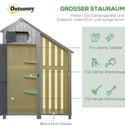 Online Trädgårdsförråd, Trä, 129x51,5x180 cm, Grå och Svart Skjul, Garage & Carports