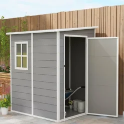 Discount Trädgårdsförråd, 122x149x192/177 cm, Grå Skjul, Garage & Carports