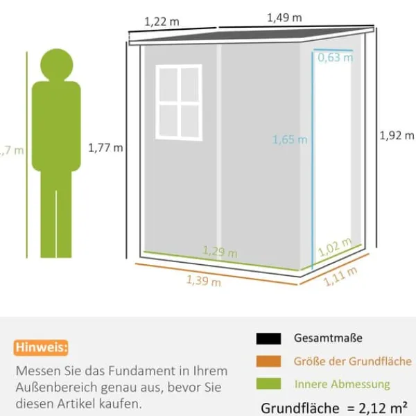 Discount Trädgårdsförråd, 122x149x192/177 cm, Grå Skjul, Garage & Carports