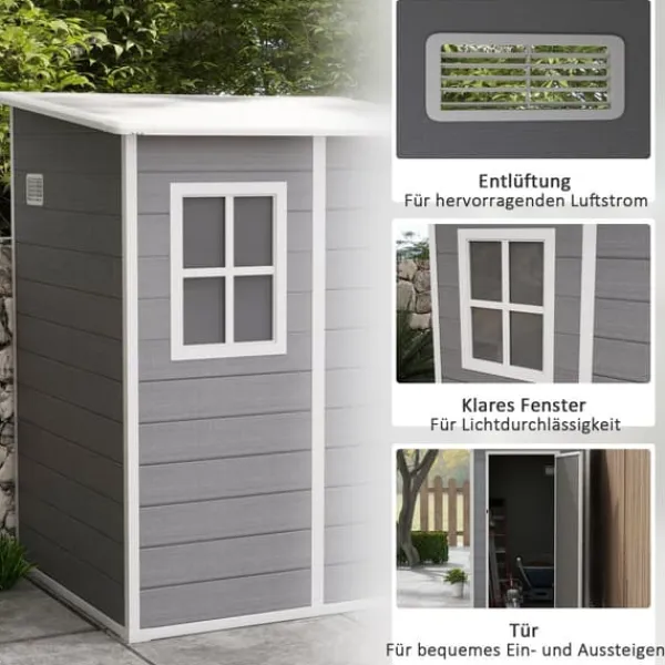 Discount Trädgårdsförråd, 122x149x192/177 cm, Grå Skjul, Garage & Carports