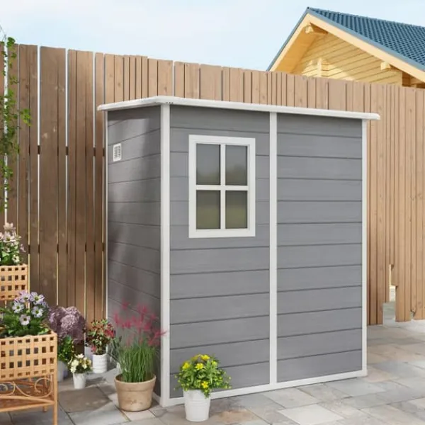Discount Trädgårdsförråd, 122x149x192/177 cm, Grå Skjul, Garage & Carports