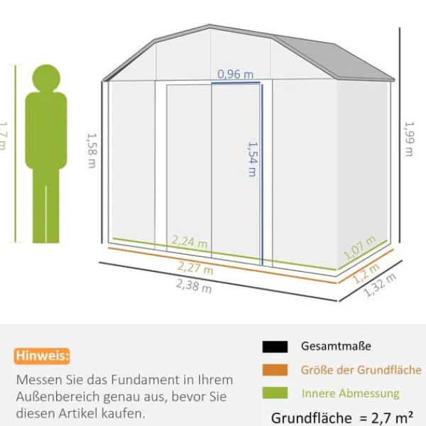 Best Trädgårdsförråd, 238x132x198,5 cm, Mörkgrå Skjul, Garage & Carports