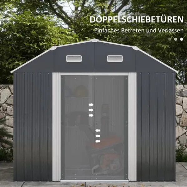 Best Trädgårdsförråd, 238x132x198,5 cm, Mörkgrå Skjul, Garage & Carports