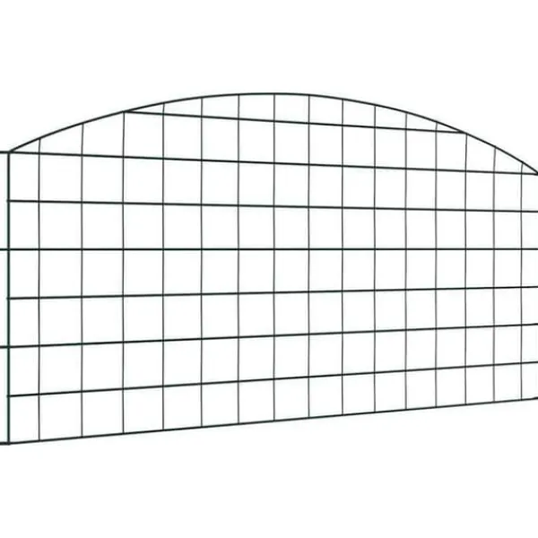 vidaXL Trädgårdsgärd i stål - - 5 delar - 100x50 cm - Grön - Väderbeständig stål - Utomhusbruk