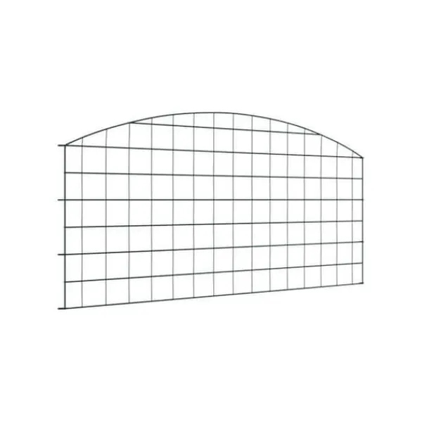 vidaXL Trädgårdsgärd i stål - - 5 delar - 100x50 cm - Grön - Väderbeständig stål - Utomhusbruk