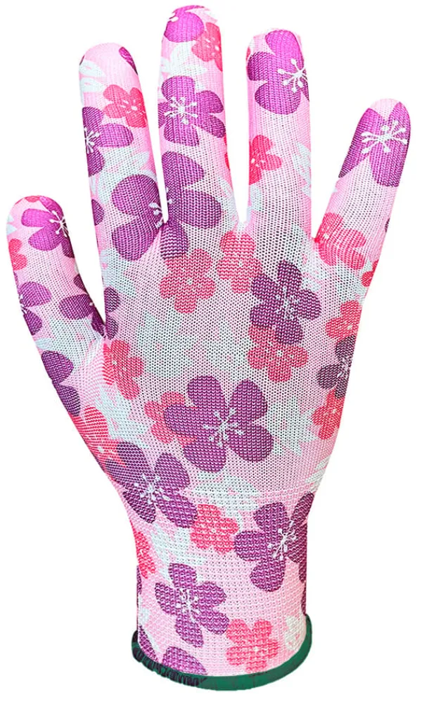 Trädgårdshandskar, polyester, blommönster, storlek 20 cm