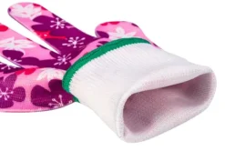 Trädgårdshandskar, polyester, blommönster, storlek 20 cm