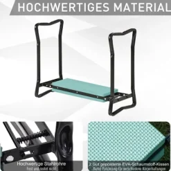 Trädgårdsknäbänk hopfällbar, EVA/stål, max 150 kg, 58x28x49 cm, mörkgrön