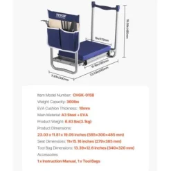 Discount Trädgårdsknäbänk och sittplats, 58,5x30x48,5 cm, hopfällbar, extra robust, verktygsväska Stöd Med Hjul, Säten & Knäskydd För Trädgårdsskötsel