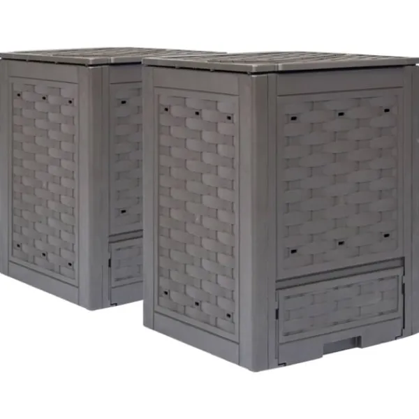 vidaXL Trädgårdskompost 2 st brun 60x60x83 cm 600 L plastrotting